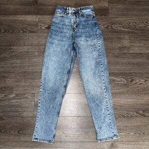 Divided H&M Jeans Women's Size 6 Blue High Rise Mom Acid Wash Zip Fly